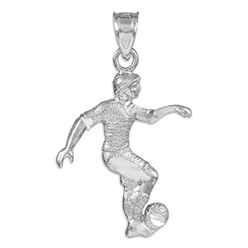 Mis Tesoritos Plata esterlina Soccer Player Sports Collar Colgante (Longitud de Cadena Disponible 40cm- 45cm - 50cm - 55cm)