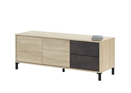 Mobelcenter - Mueble de TV Brooklyn -Mueble Televisión Oxido y Roble - Mueble Televisión Diseño Industrial - Medidas: 130 cm Ancho x 47 cm Alto x 41 cm Fondo - (Mueble TV) - 1094 Mobelcenter - Mueble de TV Brooklyn -Mueble Televisión Oxido y Roble - Mueble Televisión Diseño Industrial - Medidas: 130 cm Ancho x 47 cm Alto x 41 cm Fondo - (Mueble TV) - 1094