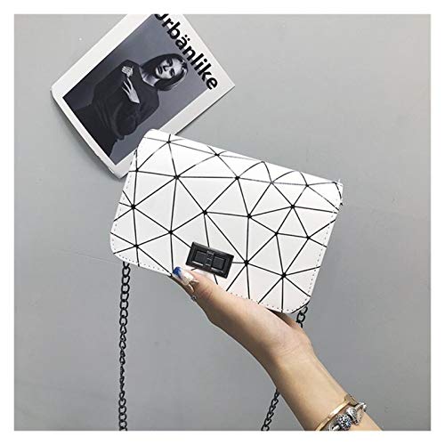 Moda de Lujo Brand Tote Bag Patent Cuero Diseñador de Mujer Diseñador de Mujer Lingge Cadena Hombro Mensajero Bolsa (Color : White1, Size : 18 X 5 X 12 CM)
