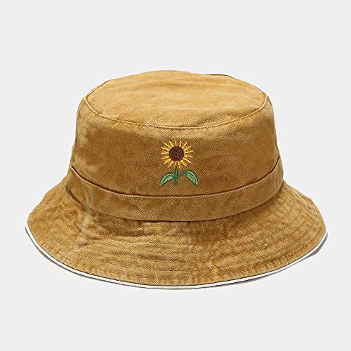 Moda Lavado Vintage Viejo Sombrero De Pescador Señoras Girasol Bordado Sombreros De Cubo para El Sol Sombrero De Lavabo para El Sol Al Aire Libre Marea Sombreros De Panamenvío Gratis