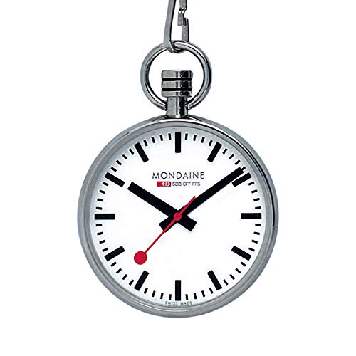 Mondaine Pocket- Reloj de bolsillo, movimiento de cuarzo Ronda 313, acero inoxidable