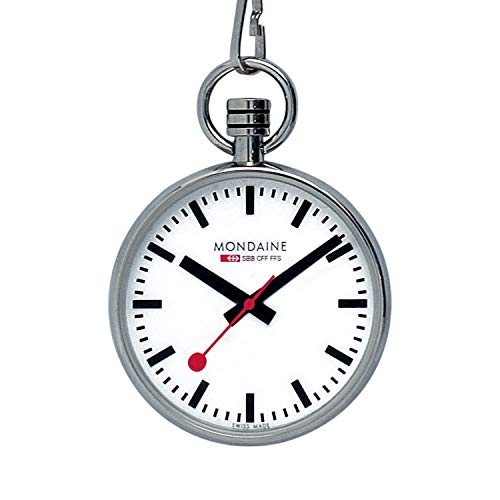 Mondaine Pocket- Reloj de bolsillo, movimiento de cuarzo Ronda 313, acero inoxidable Mondaine Pocket- Reloj de bolsillo, movimiento de cuarzo Ronda 313, acero inoxidable