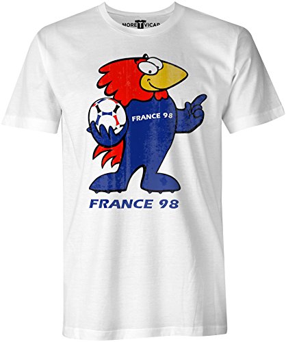 More T Vicar France 98 Vintage T Shirt - Distressed Look Print Hombres Football World Cup T Shirt