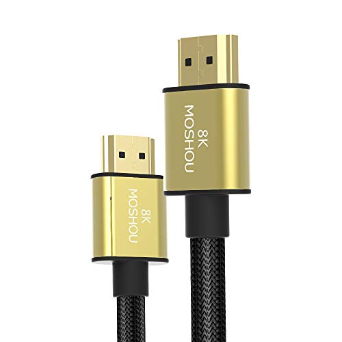 MoShou-Cable HDMI 2.1 (2m) / UHD HDR 4K 8K 120Hz 2160p 4320p 3D / HDMI 2.0 / eARC Dolby Vision Atmos/Trenzado de Nylon/Ultra Alta Velocidad 48Gbps Ethernet
