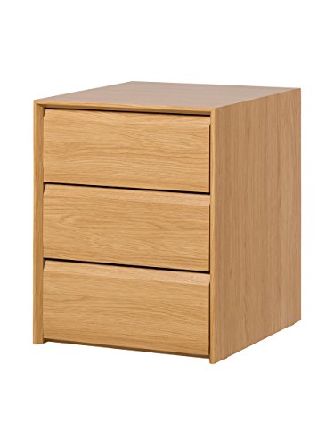 MUEBLECASA - Mesilla de noche montada 3 cajones, madera, 50 cm Alto x 40 cm Ancho x 45 cm Fondo, Roble MUEBLECASA - Mesilla de noche montada 3 cajones, madera, 50 cm Alto x 40 cm Ancho x 45 cm Fondo, Roble