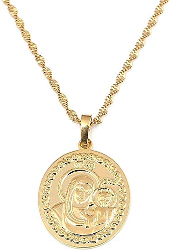 N-G Collar con Colgante de Hijo de María Rusa de Color Dorado Iglesia Rusia Grecia Ucrania Cadena de joyería N-G Collar con Colgante de Hijo de María Rusa de Color Dorado Iglesia Rusia Grecia Ucrania Cadena de joyería