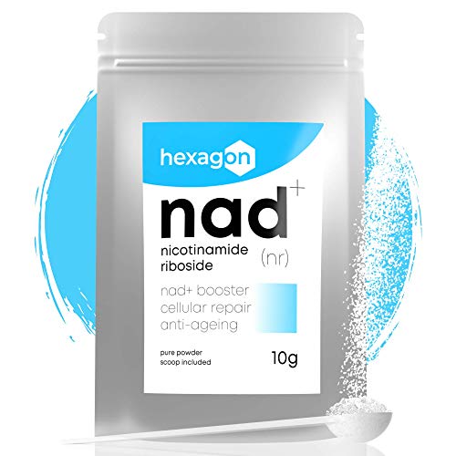 NAD+ Nicotinamide Riboside Chloride • Potente Anti-Envejecimiento y Fatiga • +1 Meses de Curación • Polvo Puro 10 Gramos • Hexagon