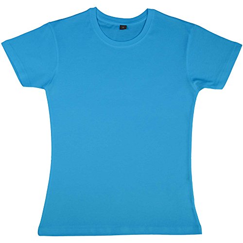 Nakedshirt - Camiseta de Manga Corta de algodón Modelo Nancy para Mujer (Mediana (M)) (Azul Atoll)
