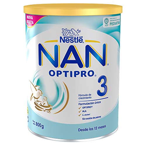 NAN OPTIPRO 3 - Preparado lácteo infantil, fórmula de crecimiento en polvo, a partir de los 12 meses, 800g
