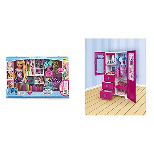 Nancy - Espejo 1001 Peinados, Muñeca con Armario, Espejo y Accesorios de Peluquería, para Niños y Niñas a Partir de 3 Años, Multicolor (Famosa 700015131) + Armario De Ensueño con Luz y Perchas Nancy - Espejo 1001 Peinados, Muñeca con Armario, Espejo y Accesorios de Peluquería, para Niños y Niñas a Partir de 3 Años, Multicolor (Famosa 700015131) + Armario De Ensueño con Luz y Perchas