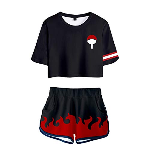 Naruto Sets Uchiha Clan Syarinngann Hokage Ninjia Estampado Camiseta Japón Cómico Crop 3D T-Shirt & Short Naruto Impresión Sports Shorts Tshirt