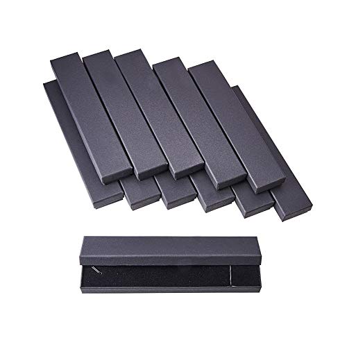 NBEADS 12 Piezas Caja de Papel Negra, Caja de Cartón con Esponja para Collar Pulsera Joyería Embalaje de Regalo, Rectángulo, 21x4x2 cm