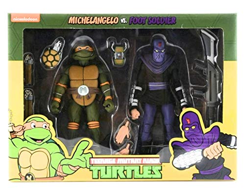 NECA Pack 2 Figuras Michelangelo vs Krang in Bubble Walker 18 cm. Las Tortugas Ninja