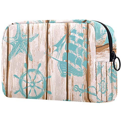 Neceser de Maquillaje Estuche Escolar para Cosméticos Bolsa de Aseo Grande Patrón de Cubierta de Barco de tableros Antiguos Neceser de Maquillaje Estuche Escolar para Cosméticos Bolsa de Aseo Grande Patrón de Cubierta de Barco de tableros Antiguos