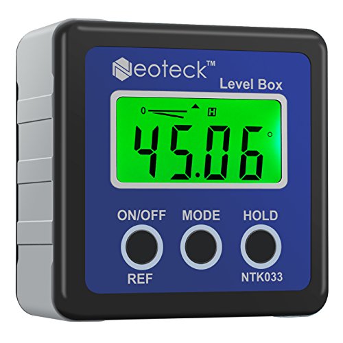 Neoteck Inclinómetro Digital 4 * 90 °Buscador de Ángulo Digital Impermeable con Luz de Fondo y Indicador de Batería Baja 4 Métodos de Medición Inclinómetro con Base Magnética % , mm / m , IN / FT