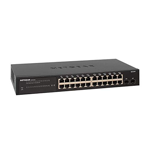 Netgear GS324T Switch de Red Gestionable (Smart Pro de 24 Puertos, Gigabit Ethernet con 2 Puertos SFP de la Serie S350), Negro