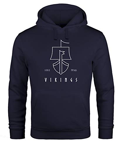 Neverless® Sudadera con capucha para hombre, diseño vikingo de barco Vikings Lineart Viking Ship Minimalism Navy - Carrete de pesca XXL Neverless® Sudadera con capucha para hombre, diseño vikingo de barco Vikings Lineart Viking Ship Minimalism Navy - Carrete de pesca XXL