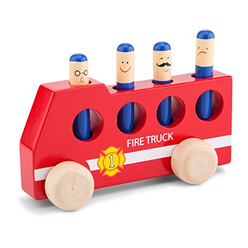 New Classic Toys-10546 Nuevos Clásicos Juguetes-2042927-Vehículos en Miniatura-Pop Up-Bombero del Coche, Color Madera (546)