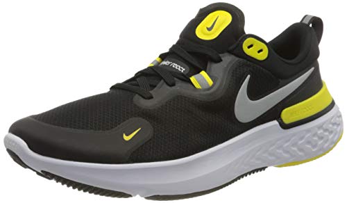 Nike React Miler, Zapatillas para Correr de Carretera Hombre, Black White OPTI Yellow Dark G, 45 EU