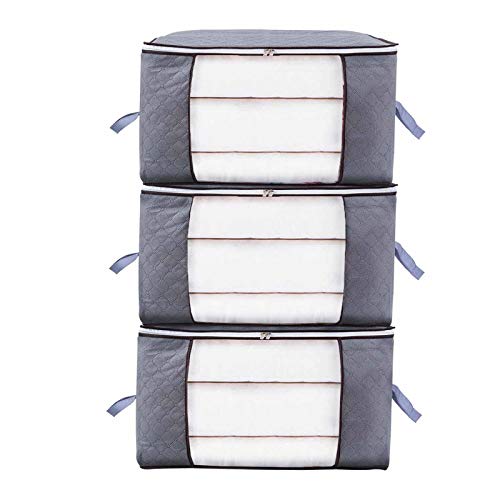 Niviy Bolsa de Almacenamiento de Edredón - Tela no tejida Debajo de la Cama Bolsa de Organizador para edredón Manta Ropa de temporada (gris, 3 piezas X 60 X 40 X 35 cm) Niviy Bolsa de Almacenamiento de Edredón - Tela no tejida Debajo de la Cama Bolsa de Organizador para edredón Manta Ropa de temporada (gris, 3 piezas X 60 X 40 X 35 cm)