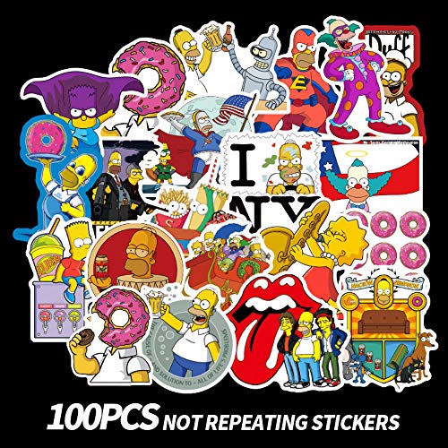 NOBRAND 100 Pegatinas De La Familia Simpsons Patineta Motocicleta Carro Trolley Pegatinas De Dibujos Animados Pegatinas De Graffiti Alrededor De 7 cm