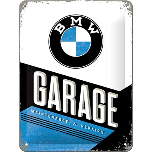 Nostalgic-Art Cartel de Chapa Retro BMW – Garage – Idea de Regalo para los Fans de los Accesorios de Coches, metálico, Diseño Vintage, 15 x 20 cm