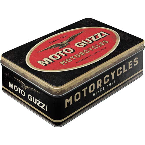 Nostalgic-Art Retro Vorratsdose Flach Moto Guzzi – Logo Motorcycles – Idea de Regalo para los Amantes de Las Motos, Lata de Chapa con Tapa, Diseño Vintage, 2,5 l