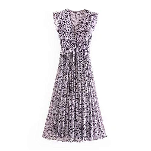 N/P Vestido a Media Pierna con Volantes y Estampado de Leopardo con Cuello en V Vintage para Mujer Vestidos de Gasa sin Mangas para Mujer Vestidos Elegantes Plisados N/P Vestido a Media Pierna con Volantes y Estampado de Leopardo con Cuello en V Vintage para Mujer Vestidos de Gasa sin Mangas para Mujer Vestidos Elegantes Plisados