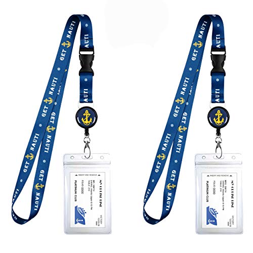 Obtenga el clip para el titular de la tarjeta de identificación y cordón impermeable Nauti Cruise. Carrete de placa retráctil a juego. Accesorios esenciales para cruceros. 2 paquetes. Obtenga el clip para el titular de la tarjeta de identificación y cordón impermeable Nauti Cruise. Carrete de placa retráctil a juego. Accesorios esenciales para cruceros. 2 paquetes.