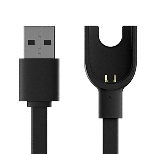 OcioDual Cable USB Cargador y Transferencia de Datos Dock Carga Sincronizacion Negro para Reloj Inteligente Xiaomi Mi Band 3