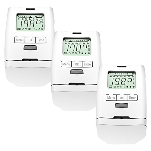 Olympia HT 2000 - Juego de 3 termostatos programables (control de ahorro energético), modelo silencioso, para 3 habitaciones, fabricado en Alemania Olympia HT 2000 - Juego de 3 termostatos programables (control de ahorro energético), modelo silencioso, para 3 habitaciones, fabricado en Alemania