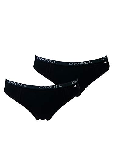 O'Neill Braguitas de bikini básicas para mujer, pack de 2, deportivas, ropa interior con logotipo, algodón, monocolor, negro, blanco, tallas S, M, L, XL Black (6969) S