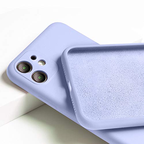 OWM Funda iPhone 11 de Silicona líquida [con Protector de cámaras] Carcasa Protectora de Goma antigolpes con Interior de Microfibra Suave para iPhone 11 (2019) - Morado