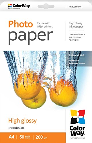 Papel Fotografico ColorWay brillante 200 g/m², A4 50 sht PG200050A4 para Imprimir imágenes ricas y claras con alto nivel de detalle; gráficos de interiores; portafolio; carteles; señales; imágenes fotorrealistas; calendario de fotos; productos promocional Papel Fotografico ColorWay brillante 200 g/m², A4 50 sht PG200050A4 para Imprimir imágenes ricas y claras con alto nivel de detalle; gráficos de interiores; portafolio; carteles; señales; imágenes fotorrealistas; calendario de fotos; productos promocional
