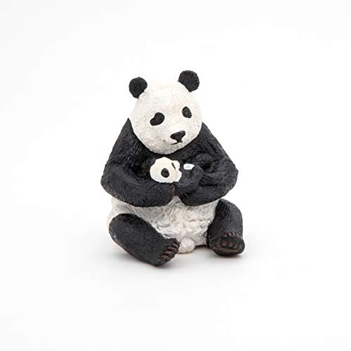 Papo- Figura Oso Panda Sentado con cria 6X7X8CM, Multicolor (50196)