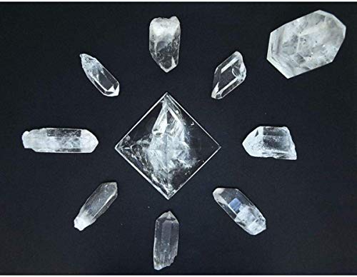 Parrilla de Reiki Cuarzo Blanco Maestro Puntas Bruto Pirámide Completa Cristales Sanación Mandala