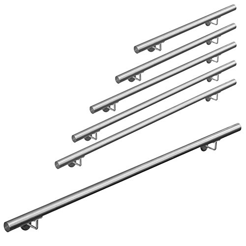 Pasamanos acero inoxidable 316 barandilla baranda pasamanos para pared pared escalera Montaje 50 - 600 cm V2Aox, Length:200 cm Pasamanos acero inoxidable 316 barandilla baranda pasamanos para pared pared escalera Montaje 50 - 600 cm V2Aox, Length:200 cm