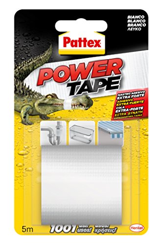 Pattex Power Tape, cinta multiusos resistente, fuerte, corte fácil, blanco, 5 m Pattex Power Tape, cinta multiusos resistente, fuerte, corte fácil, blanco, 5 m