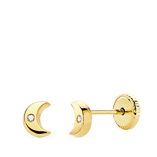 Pendientes Bebé Alana Oro Amarillo 18K luna 4mm