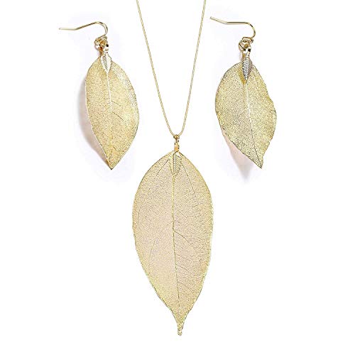 Pendientes de hoja collares para mujeres, niña Pendientes de gota de hoja y largo colgante collar Hojas de moda pendiente collar conjunto de oro Pendientes de hoja collares para mujeres, niña Pendientes de gota de hoja y largo colgante collar Hojas de moda pendiente collar conjunto de oro