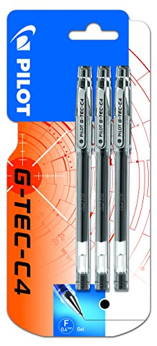 Pilot G-Tec-C4 - Bolígrafo roller de gel (3 unidades), color negro Pilot G-Tec-C4 - Bolígrafo roller de gel (3 unidades), color negro