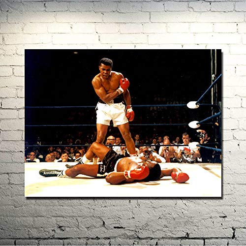 Pintura al óleo sin Marco 50x75cm Haji Boxer Champion Boxer Art Silk Telas Impresión de póster Imagen Deportiva para la decoración del Dormitorio