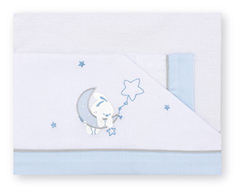 Pirulos 00113113 - Sábanas, diseño luna, 50 x 80 cm, color blanco y azul