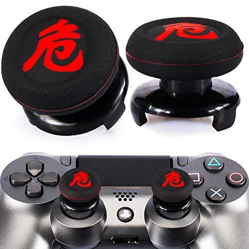 Playrealm FPS Thumbstick Grip Agarres para el Pulgar Extensor Y Impresión Caucho Silicona Apretón Cubrir 2 juegos para PS4 (Peligro De KANJI)