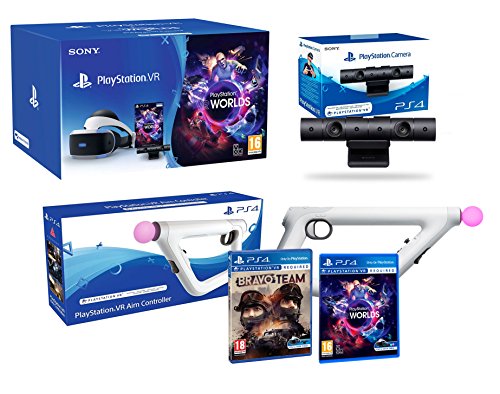 PlayStation VR + Bravo Team + Aim-Controller PS4 + PS4 Camera V2 + VR Worlds - VR Pack