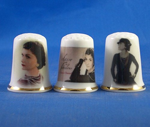 Porcelana China Coleccionable de dedal conjunto de tres Coco Chanel