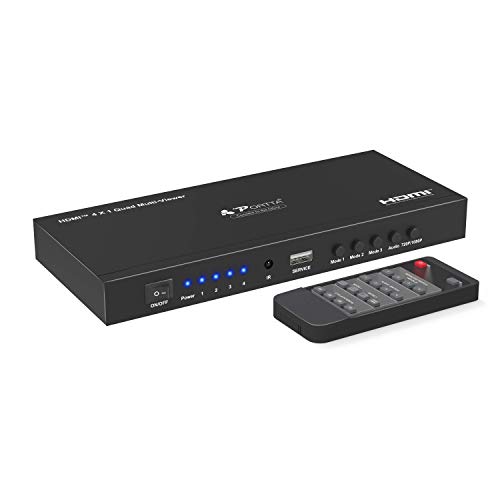 Portta HDMI Switch 4x1 Quad Multi-Viewer con conmutador sin interrupciones Estéreo Coaxial Toslink con control de infrarrojos Soporte 720p / 1080p Scaler HDCP 1.3 para Xbox360 / PS4 / PC / HDTV