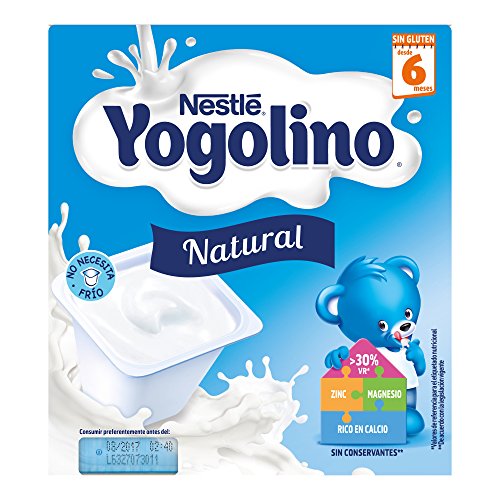 Postre lácteo - NESTLÉ YOGOLINO Natural - Para bebés a partir de 6 meses - Paquete de 4 tarrinas de postre lácteo de 100g
