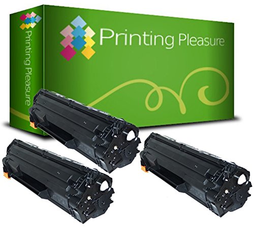 Printing Pleasure 3 Compatibles CE285A 85A Cartuchos de tóner para HP Laserjet Pro P1102 P1102W M1210 M1212 M1212NF M1213NF M1217NFW M1130 M1132 M1132MFP M1134 M1136 P1100 - Negro, Alta Capacidad