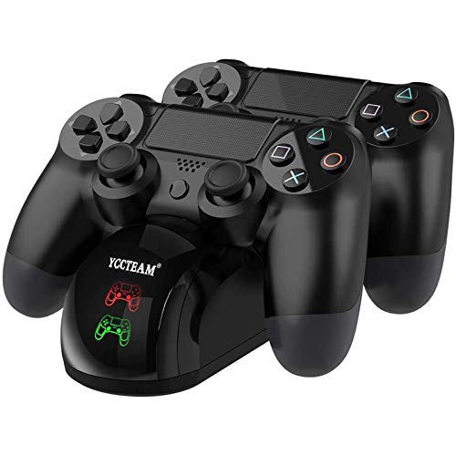 PS4 - Estación de carga dualshock 4 soporte de alimentación para Sony Playstation 4 / PS4 Slim / PS4 Pro mando inalámbrico con cable de carga